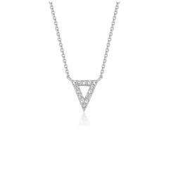 Diamond Inverted Triangle Pendant in 14k White Gold freeshipping - Higher Class Elegance