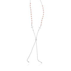 Sterling Silver 28 inch Two Toned Lariat Necklace with Crosses and Beads freeshipping - Higher Class Elegance
