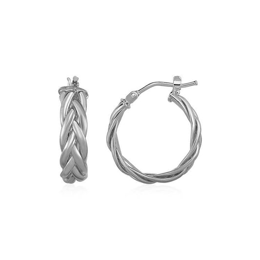 Shiny Braided Hoop Earrings in 14k White Gold freeshipping - Higher Class Elegance