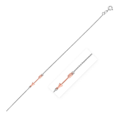 Sterling Silver Anklet with Rose Toned Arrow freeshipping - Higher Class Elegance
