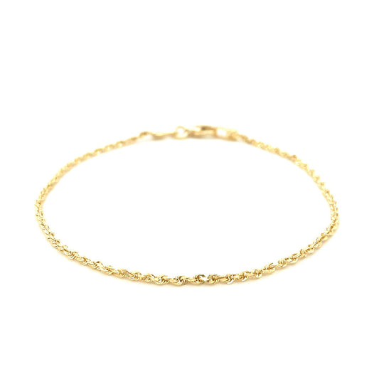 10k Yellow Gold Solid Diamond Cut Rope Bracelet 1.5mm