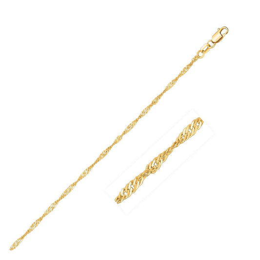 14k Yellow Gold Singapore Chain 1.5mm freeshipping - Higher Class Elegance