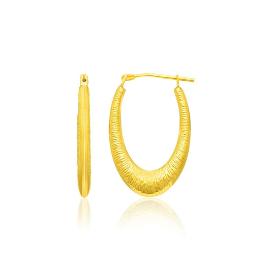 14k Yellow Gold Hoop Earrings in a Graduated Texture Style freeshipping - Higher Class Elegance