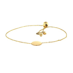 Adjustable Bracelet with Shiny Circle in 14k Yellow Gold freeshipping - Higher Class Elegance