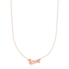 14k Rose Gold Script LOVE Necklace freeshipping - Higher Class Elegance