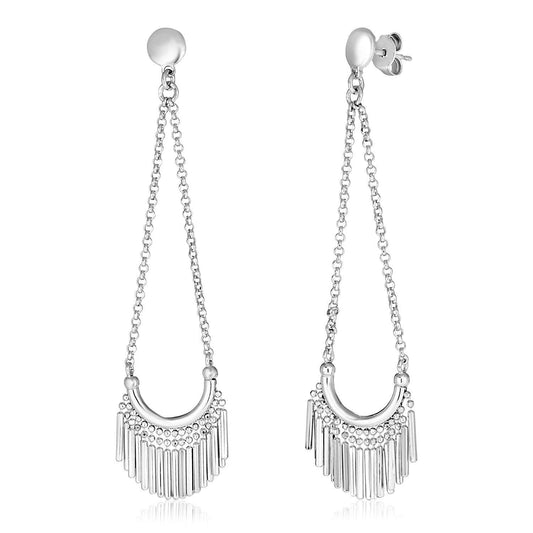 Sterling Silver Polished Earrings with Fringe freeshipping - Higher Class Elegance