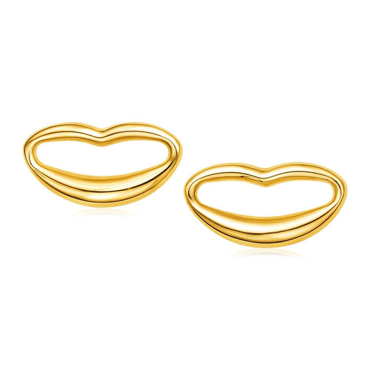 14k Yellow Gold Lips Post Earrings freeshipping - Higher Class Elegance