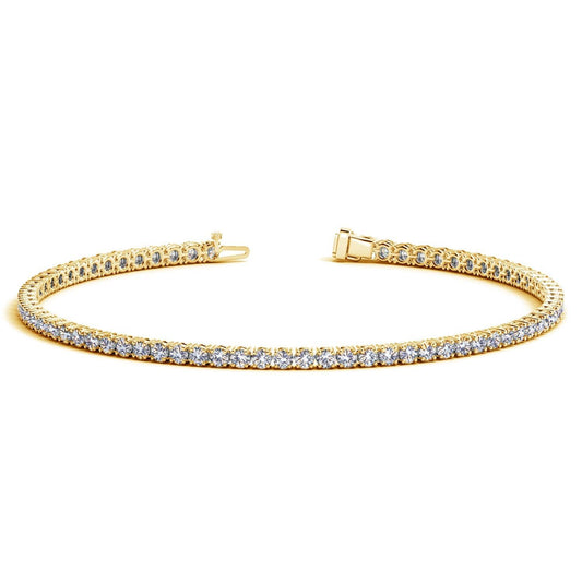 14k Yellow Gold Round Diamond Tennis Bracelet (2 cttw) freeshipping - Higher Class Elegance