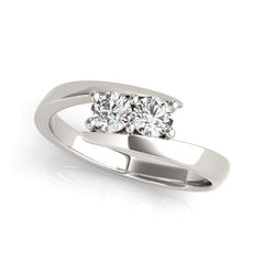 14k White Gold Round Two Stone Common Prong Diamond Ring (1/2 cttw) freeshipping - Higher Class Elegance