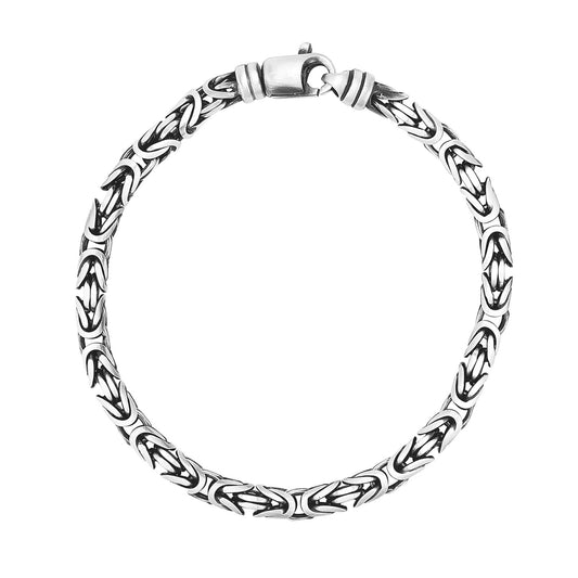 Sterling Silver Gunmetal Finish Byzantine Chain Bracelet