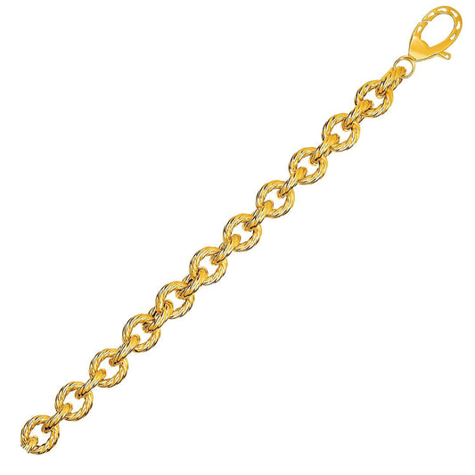 Textured Oval Link Bracelet in 14k Yellow Gold freeshipping - Higher Class Elegance