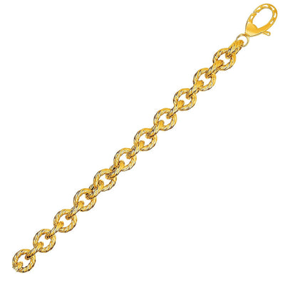Textured Oval Link Bracelet in 14k Yellow Gold freeshipping - Higher Class Elegance
