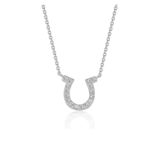 14k White Gold Horseshoe Design Diamond Pendant freeshipping - Higher Class Elegance