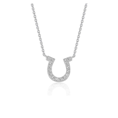 14k White Gold Horseshoe Design Diamond Pendant freeshipping - Higher Class Elegance