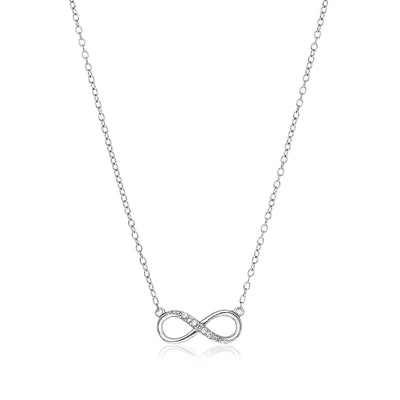 Sterling Silver Petite Infinity Symbol Necklace with Cubic Zirconias freeshipping - Higher Class Elegance