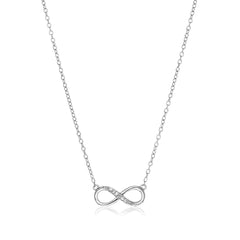 Sterling Silver Petite Infinity Symbol Necklace with Cubic Zirconias freeshipping - Higher Class Elegance