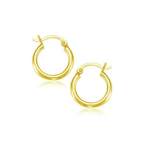 10k Yellow Gold Polished Hoop Earrings (15 mm) freeshipping - Higher Class Elegance