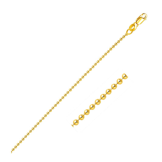 14k Yellow Gold Bead Chain 1.5mm