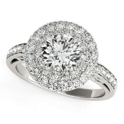 14k White Gold Diamond with Two-Row Pave Border Engagement Ring (2 cttw) freeshipping - Higher Class Elegance