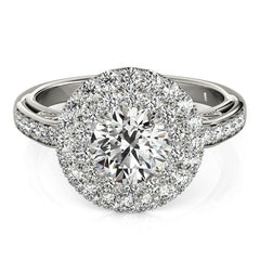 14k White Gold Diamond with Two-Row Pave Border Engagement Ring (2 cttw) freeshipping - Higher Class Elegance