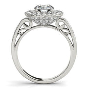 14k White Gold Diamond with Two-Row Pave Border Engagement Ring (2 cttw) freeshipping - Higher Class Elegance