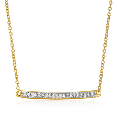 14k Yellow Gold Necklace with Gold and Diamond Bar (1/10 cttw) freeshipping - Higher Class Elegance