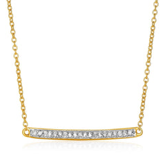 14k Yellow Gold Necklace with Gold and Diamond Bar (1/10 cttw) freeshipping - Higher Class Elegance