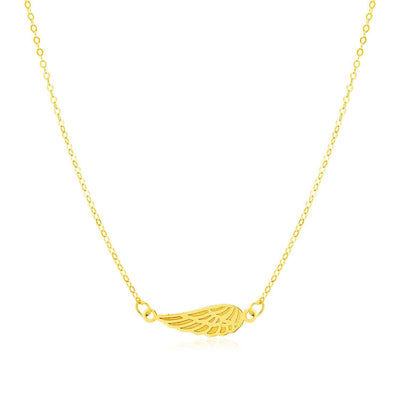14K Yellow Gold Angel Wing Necklace freeshipping - Higher Class Elegance