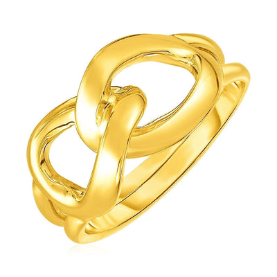 14k Yellow Gold Interlocking Links Ring freeshipping - Higher Class Elegance