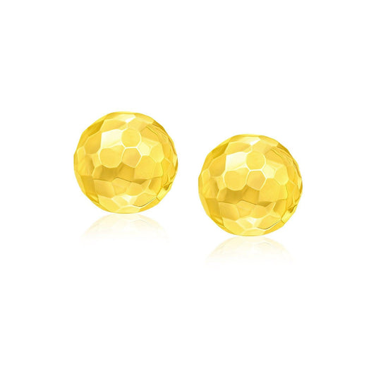 14k Yellow Gold Round Faceted Style Stud Earrings freeshipping - Higher Class Elegance