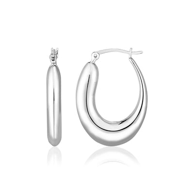 Sterling Silver Polished Domed Hoop Earrings freeshipping - Higher Class Elegance