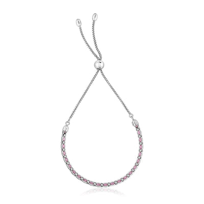 Sterling Silver 9 1/4 inch Adjustable Bracelet with Orange Cubic Zirconias freeshipping - Higher Class Elegance
