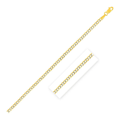 2.6 mm 14k Two Tone Gold Pave Curb Chain freeshipping - Higher Class Elegance