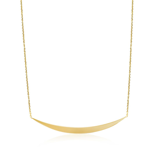 14k Yellow Gold Necklace with Polished Curved Bar Pendant