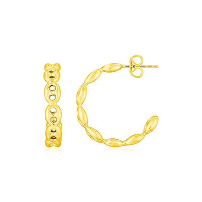 14K Yellow Gold Hoop Mariner Chain Earrings freeshipping - Higher Class Elegance