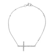Sterling Silver Cross Bracelet with Cubic Zirconias freeshipping - Higher Class Elegance