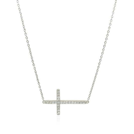 Sterling Silver Cross Bracelet with Cubic Zirconias freeshipping - Higher Class Elegance