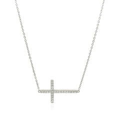 Sterling Silver Cross Bracelet with Cubic Zirconias freeshipping - Higher Class Elegance