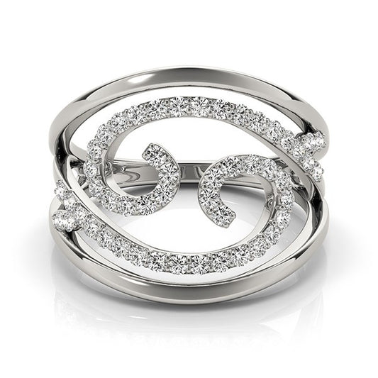 Swirl Design Diamond Ring in 14k White Gold (1/2 cttw)