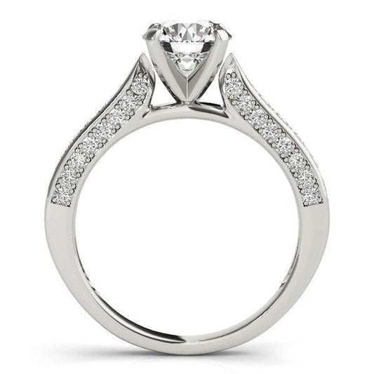 14k White Gold Round Cathedral Diamond Engagement Ring (1 1/2 cttw) freeshipping - Higher Class Elegance