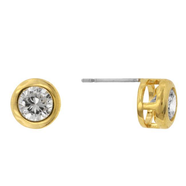 Gold Bezel Stud Earrings freeshipping - Higher Class Elegance