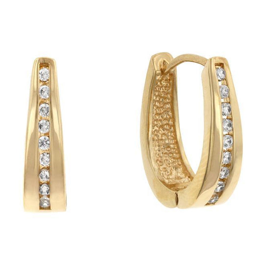 Elegant Goldtone Finish Cubic Zirconia Hoop Earrings freeshipping - Higher Class Elegance