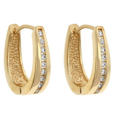 Elegant Goldtone Finish Cubic Zirconia Hoop Earrings freeshipping - Higher Class Elegance