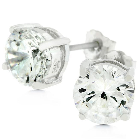 Clear Silver Round Studs 6.25 MM Earrings freeshipping - Higher Class Elegance