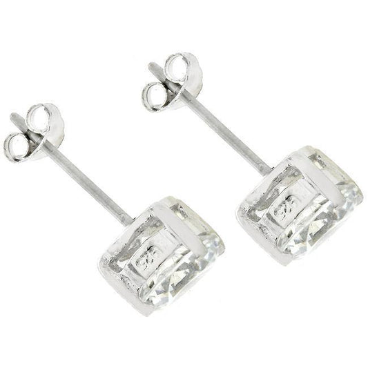 Clear Silver Round Studs 6.25 MM Earrings freeshipping - Higher Class Elegance