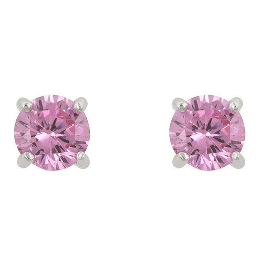 Pink Cubic Zirconia Stud Earrings freeshipping - Higher Class Elegance
