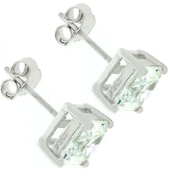 Sterling Silver Princess Cut Stud Earrings freeshipping - Higher Class Elegance