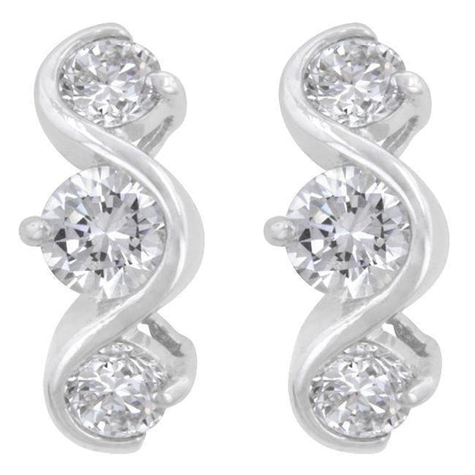 Three Stone Swirl Earring freeshipping - Higher Class Elegance