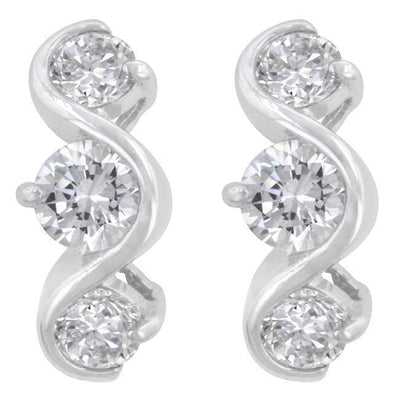 Three Stone Swirl Earring freeshipping - Higher Class Elegance