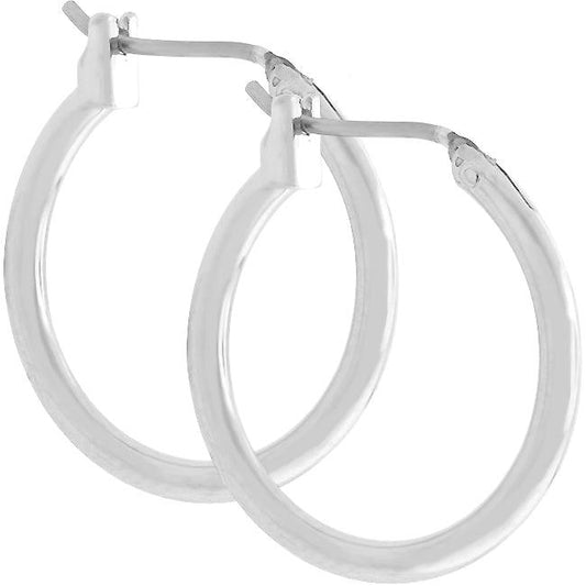 Simple Silvertone Hoop Earrings - Higher Class Elegance